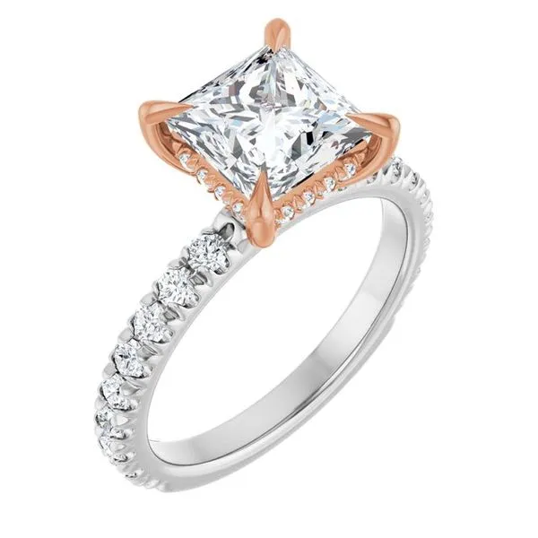 Claw-Prong Hidden Halo-Style Engagement Ring