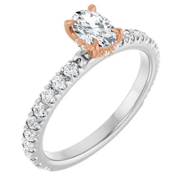 Claw-Prong Hidden Halo-Style Engagement Ring