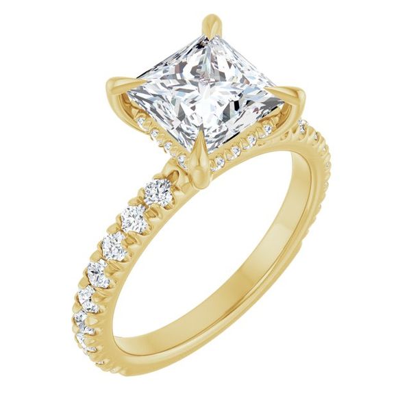 Claw-Prong Hidden Halo-Style Engagement Ring