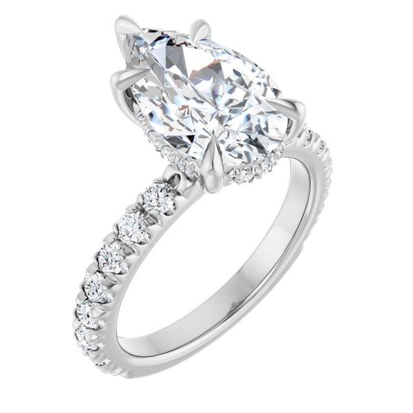 Claw-Prong Hidden Halo-Style Engagement Ring