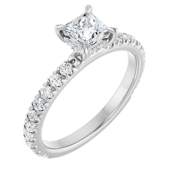 Claw-Prong Hidden Halo-Style Engagement Ring