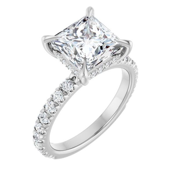 Claw-Prong Hidden Halo-Style Engagement Ring