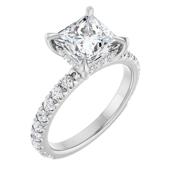 Claw-Prong Hidden Halo-Style Engagement Ring