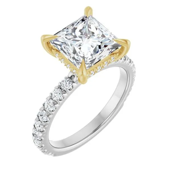 Claw-Prong Hidden Halo-Style Engagement Ring
