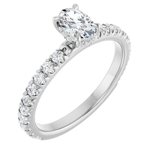 Claw-Prong Hidden Halo-Style Engagement Ring