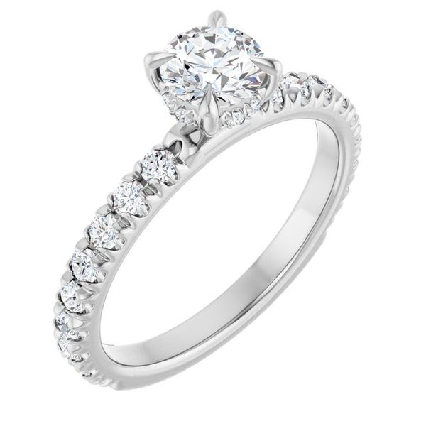 Claw-Prong Hidden Halo-Style Engagement Ring