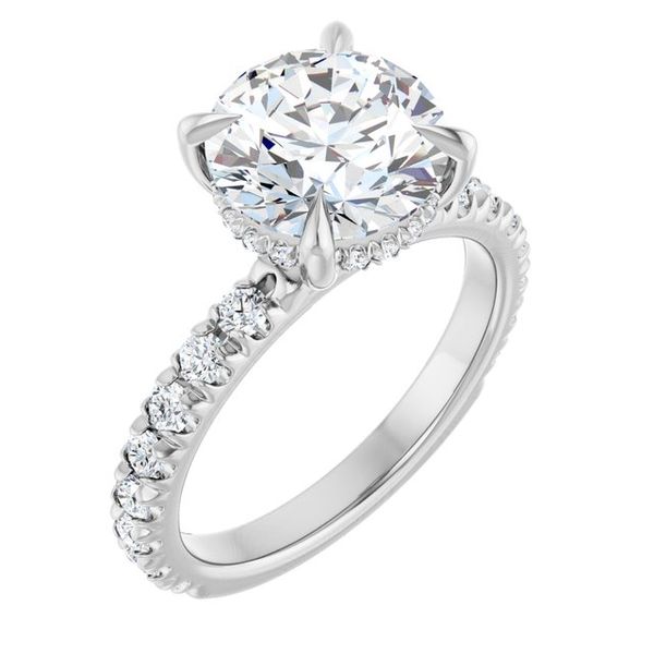 Claw-Prong Hidden Halo-Style Engagement Ring