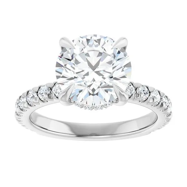 Claw-Prong Hidden Halo-Style Engagement Ring Image 3 Hudson Valley Goldsmith New Paltz, NY