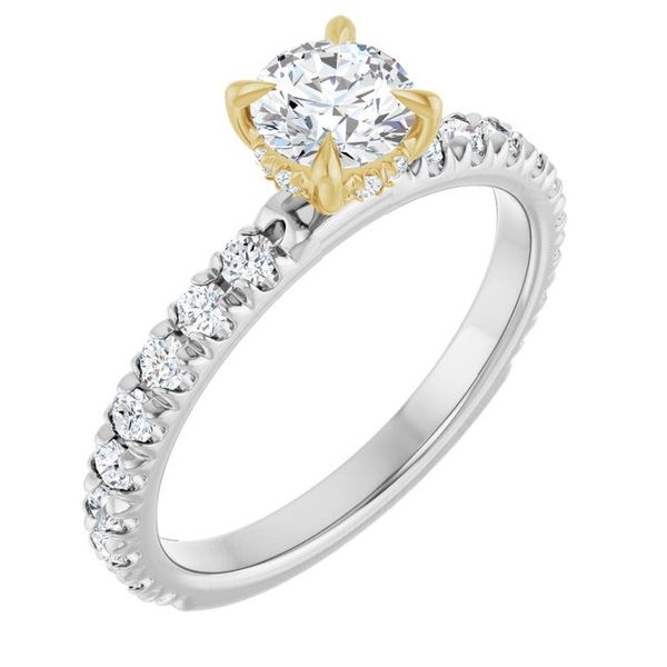 Claw-Prong Hidden Halo-Style Engagement Ring