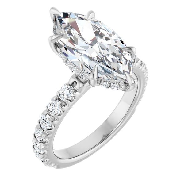 Claw-Prong Hidden Halo-Style Engagement Ring
