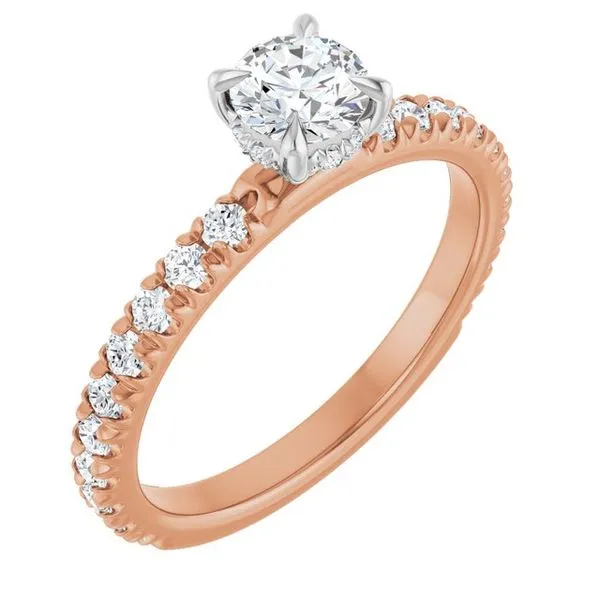 Claw-Prong Hidden Halo-Style Engagement Ring