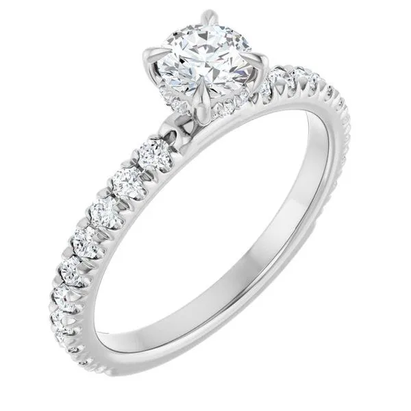 Claw-Prong Hidden Halo-Style Engagement Ring J. West Jewelers Round Rock, TX