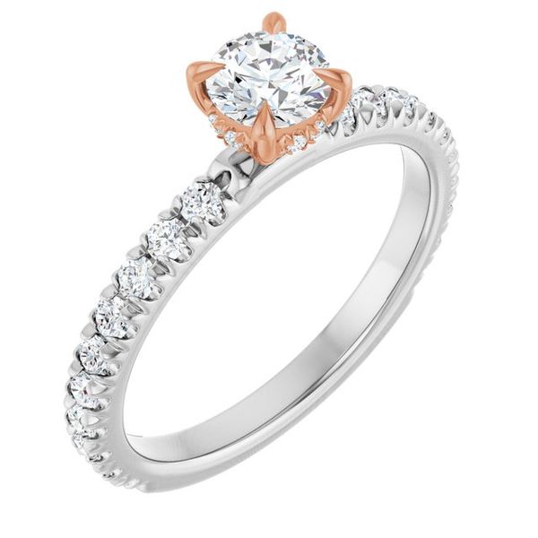 Claw-Prong Hidden Halo-Style Engagement Ring
