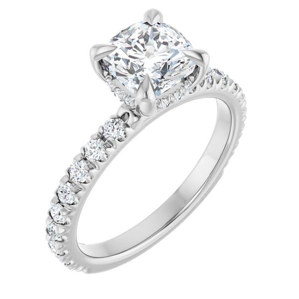 Claw-Prong Hidden Halo-Style Engagement Ring