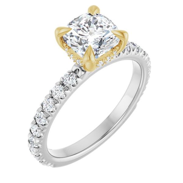 Claw-Prong Hidden Halo-Style Engagement Ring