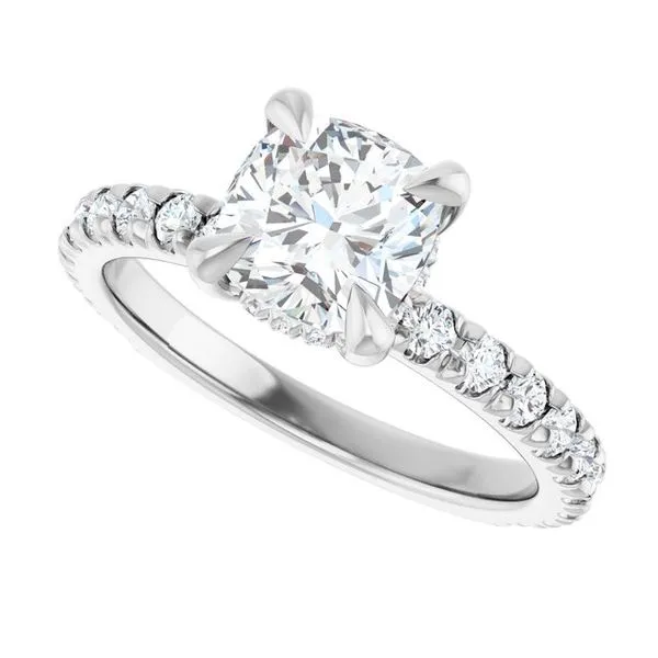Claw-Prong Hidden Halo-Style Engagement Ring Image 5 Hudson Valley Goldsmith New Paltz, NY