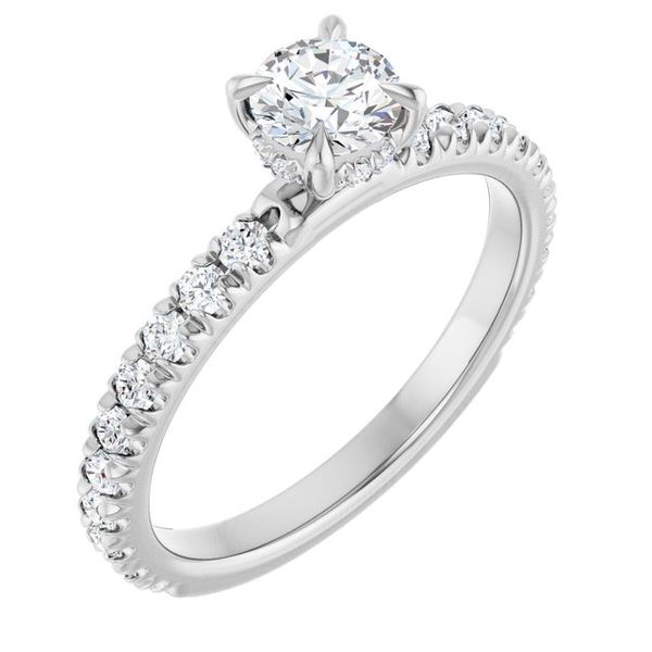 Claw-Prong Hidden Halo-Style Engagement Ring