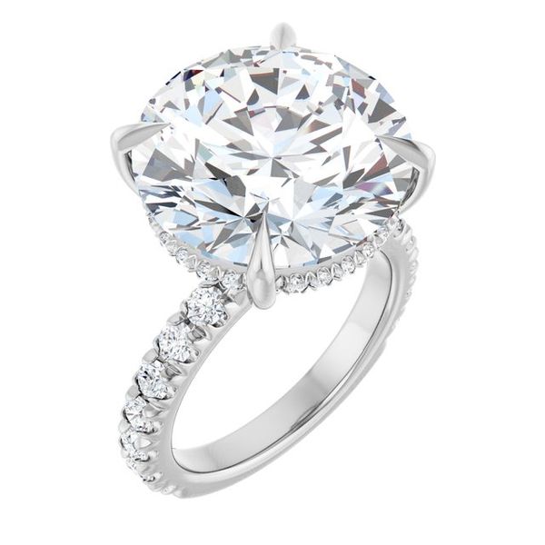 Claw-Prong Hidden Halo-Style Engagement Ring