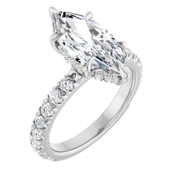 Claw-Prong Hidden Halo-Style Engagement Ring