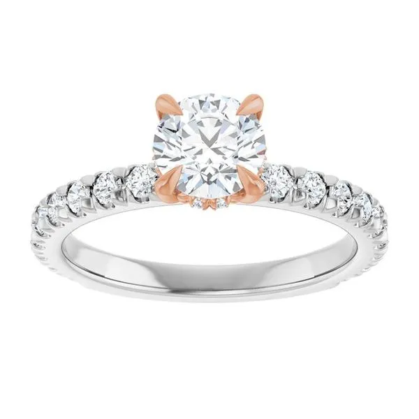 Claw-Prong Hidden Halo-Style Engagement Ring Image 3 Hudson Valley Goldsmith New Paltz, NY