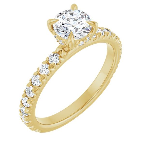 Claw-Prong Hidden Halo-Style Engagement Ring