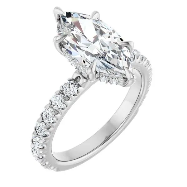 Claw-Prong Hidden Halo-Style Engagement Ring