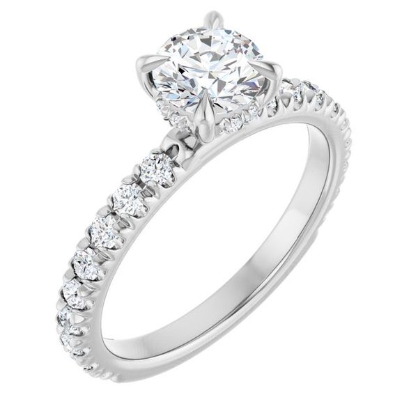 Claw-Prong Hidden Halo-Style Engagement Ring