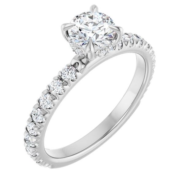 Claw-Prong Hidden Halo-Style Engagement Ring