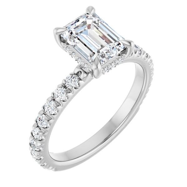 Claw-Prong Hidden Halo-Style Engagement Ring