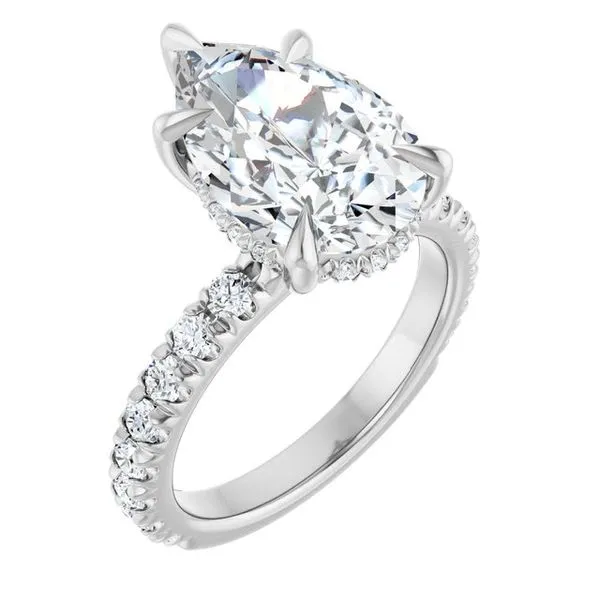 Claw-Prong Hidden Halo-Style Engagement Ring