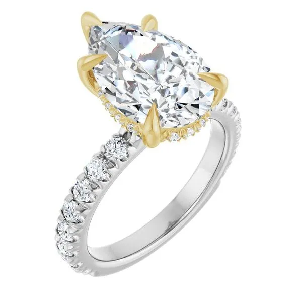 Claw-Prong Hidden Halo-Style Engagement Ring
