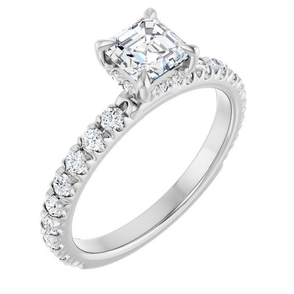 Claw-Prong Hidden Halo-Style Engagement Ring