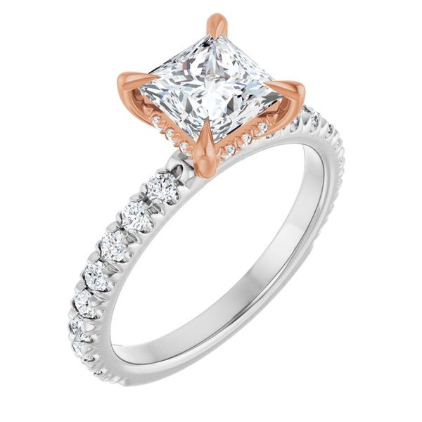 Claw-Prong Hidden Halo-Style Engagement Ring