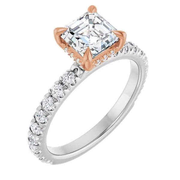 Claw-Prong Hidden Halo-Style Engagement Ring