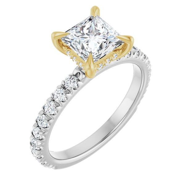 Claw-Prong Hidden Halo-Style Engagement Ring