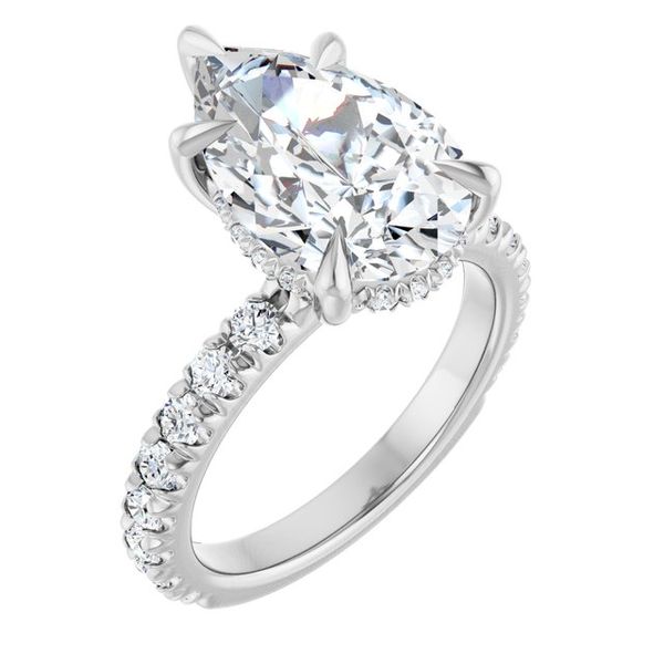 Claw-Prong Hidden Halo-Style Engagement Ring