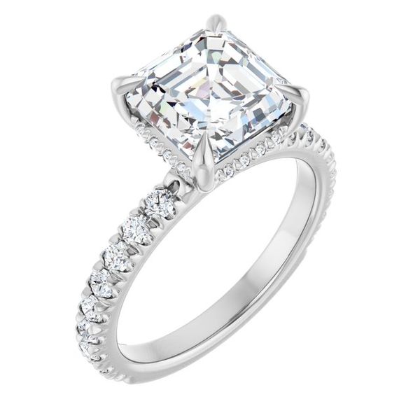 Claw-Prong Hidden Halo-Style Engagement Ring