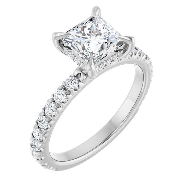 Claw-Prong Hidden Halo-Style Engagement Ring