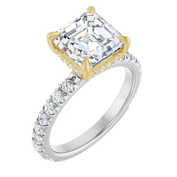 Claw-Prong Hidden Halo-Style Engagement Ring
