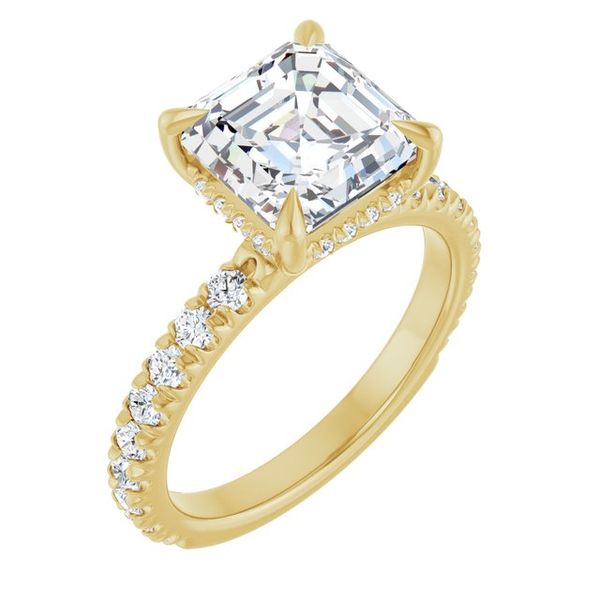 Claw-Prong Hidden Halo-Style Engagement Ring