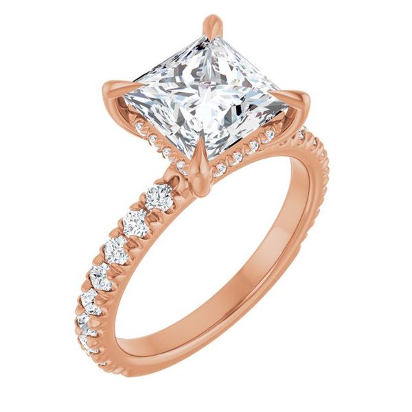 Claw-Prong Hidden Halo-Style Engagement Ring