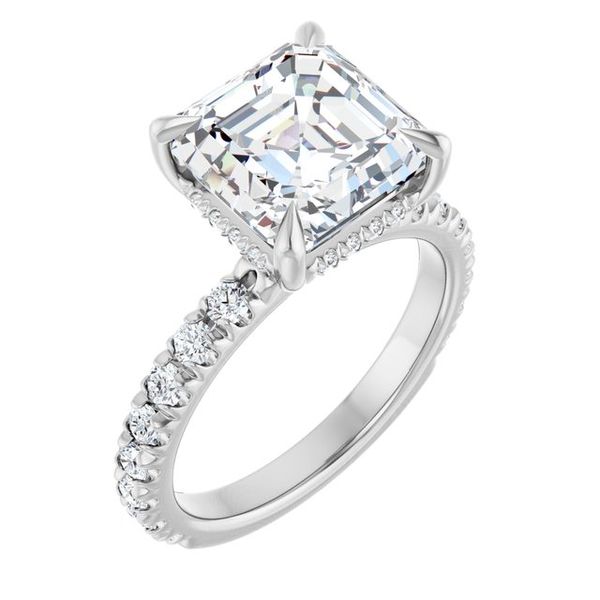 Claw-Prong Hidden Halo-Style Engagement Ring