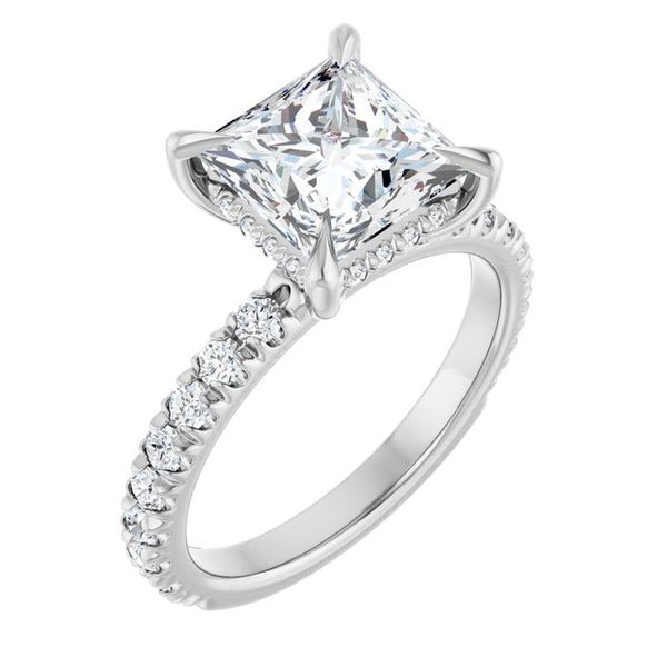 Claw-Prong Hidden Halo-Style Engagement Ring