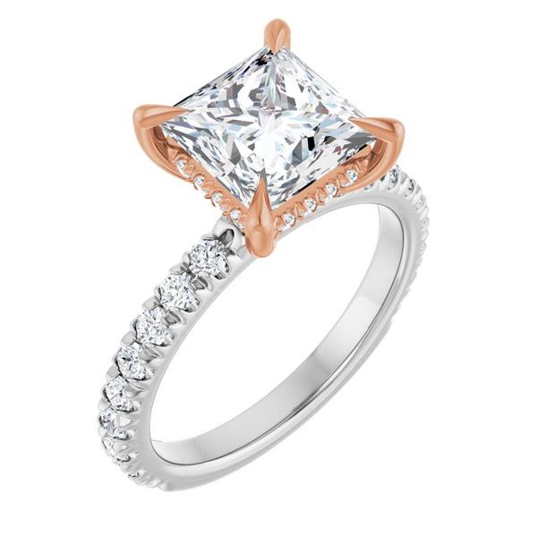 Claw-Prong Hidden Halo-Style Engagement Ring