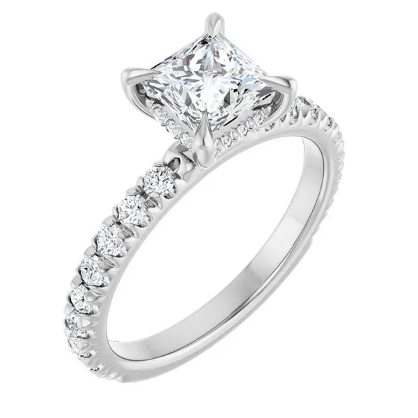 Claw-Prong Hidden Halo-Style Engagement Ring