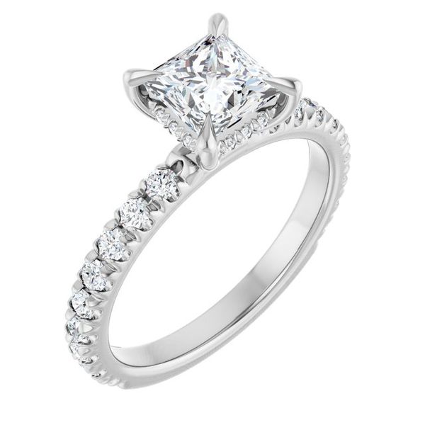 Claw-Prong Hidden Halo-Style Engagement Ring