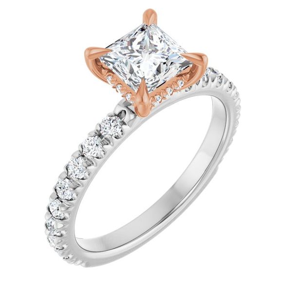 Claw-Prong Hidden Halo-Style Engagement Ring