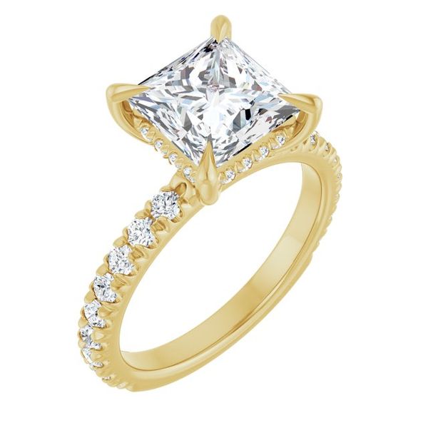 Claw-Prong Hidden Halo-Style Engagement Ring