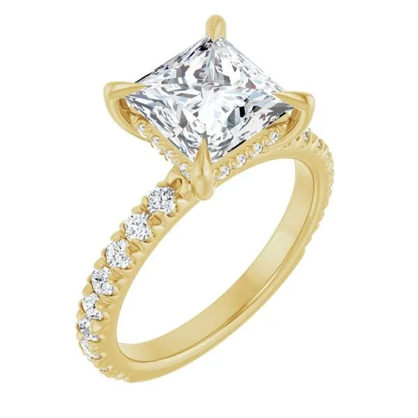 Claw-Prong Hidden Halo-Style Engagement Ring