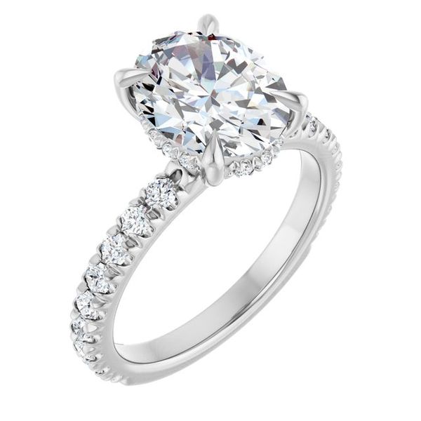 Claw-Prong Hidden Halo-Style Engagement Ring